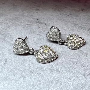 Rhinestone Double Heart Pierced Earrings